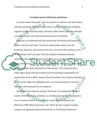 Correlation between Self-Esteem and Memory