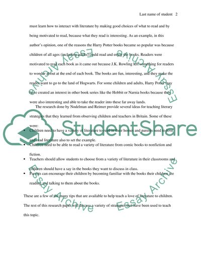 Teacher Strategies for Teaching Literature