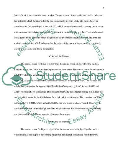 Coke and Pepsi Stock Portfolio Analysis