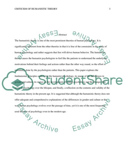 Criticism of Humanistic Theory