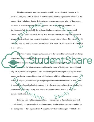 Close Look at Leading Change by John Kotter