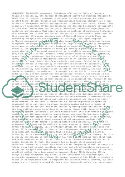 Autocratic, Democratic, Hybrid, and Paternalistic Management Techniques