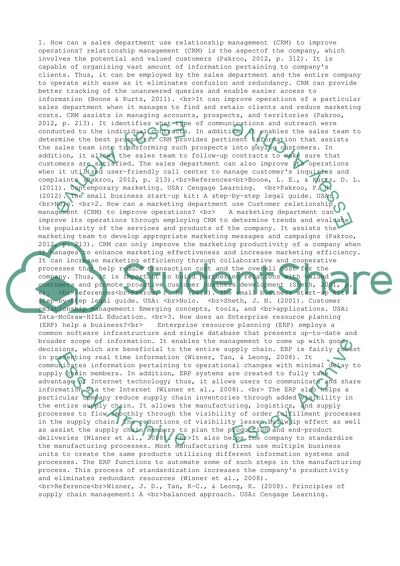 Customer relationship management and Enterprise resource planning