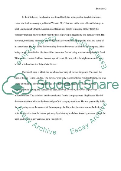 Analyze 4 real cases of directors liability and lessons learned