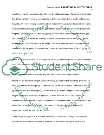 How Budgeting is done in Institutions