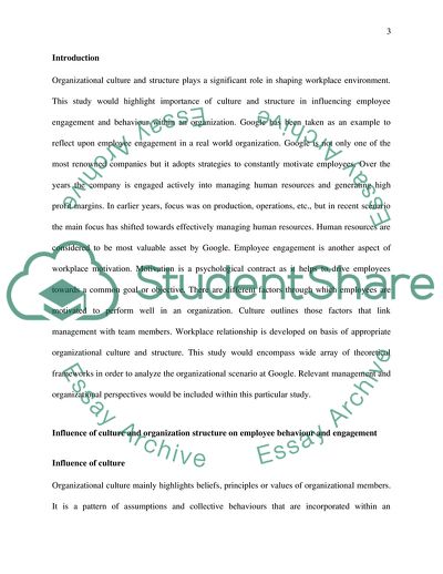 Influence of Culture and Organization Structure on Employee Behaviour and Engagement on Google