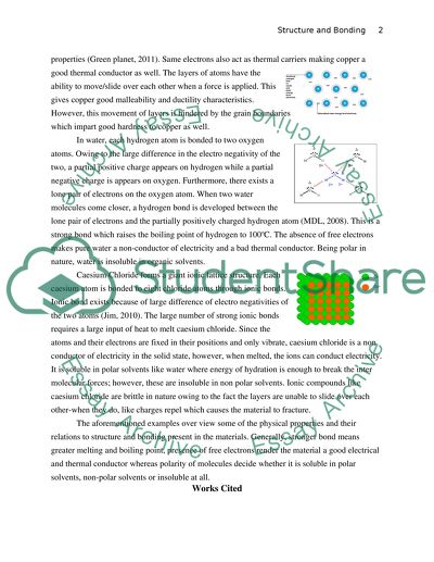 Structure and Bonding of 5 different materials (Chemistry)
