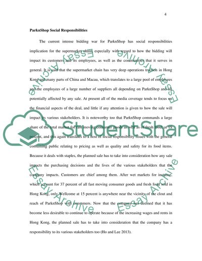 Business Organization/ Management: Social Responsibilities on PARKnSHOP company in Hong Kong