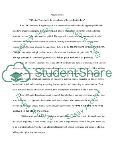 High-Quality Care and Education in the Reggio Approach