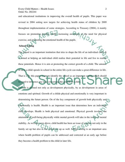 Child Health Issues in a School Setting