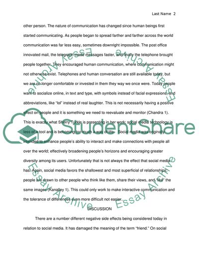 Agreeing with Sherry Turkles View of Social Media