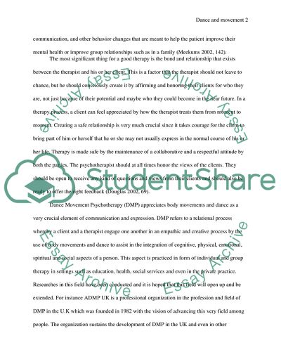 Movement and Dance in Psychotherapeutic Relationship