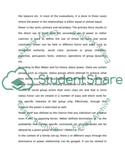 The Way Power Operates within a Contemporary Family