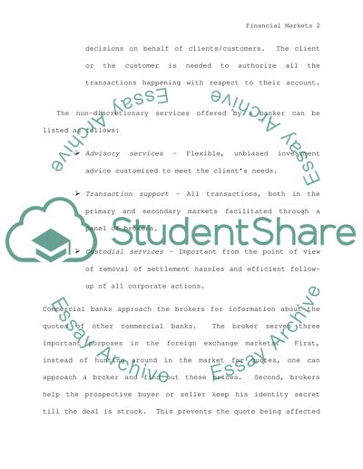 Main activities of commercial and investment banks in the capital markets