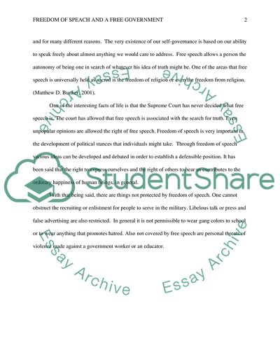 Freedom of Speech and a Free Government