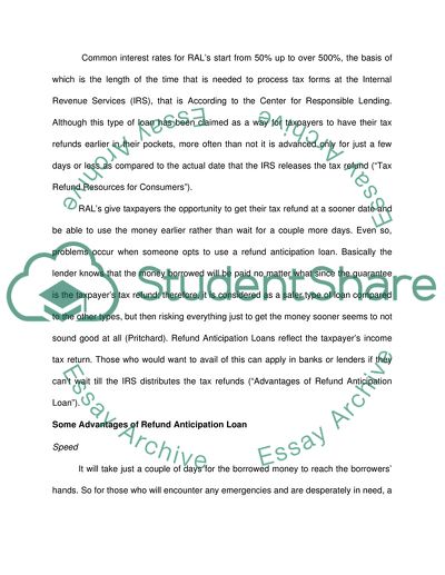 Refund Anticipation Loans