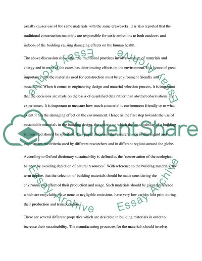 Assessing the Sustainability of Building Materials