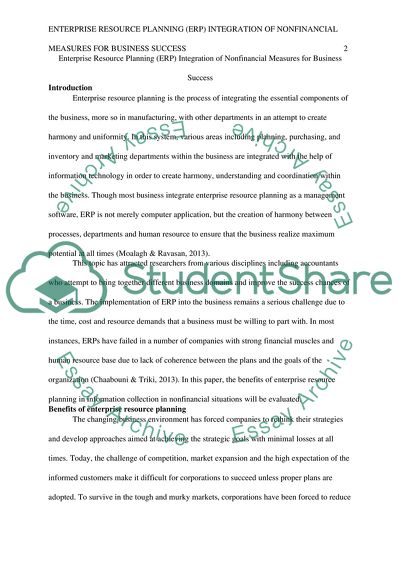 Enterprise Resource Planning Integration of Nonfinancial Measures for Business Success