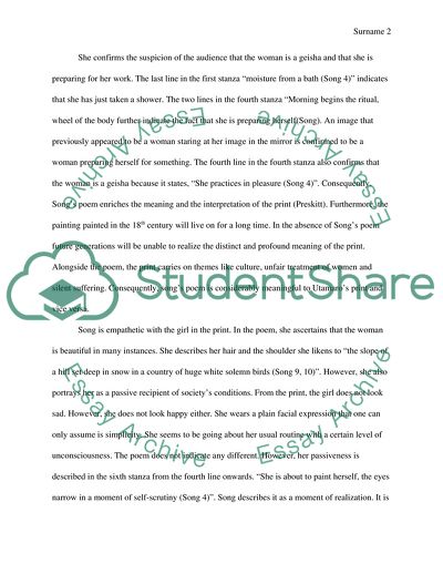 Girl Powdering Her Neck woodblock print by Kitagawa Utamaro + the poem with the same title by Cathy Song