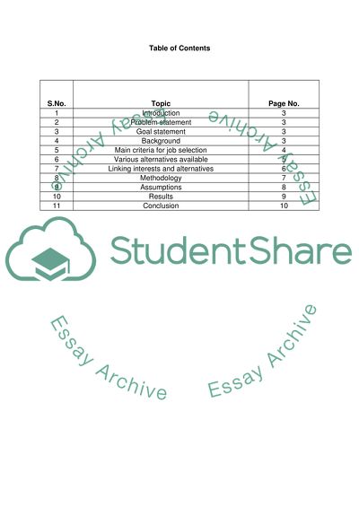 Main Criteria for Job Selection
