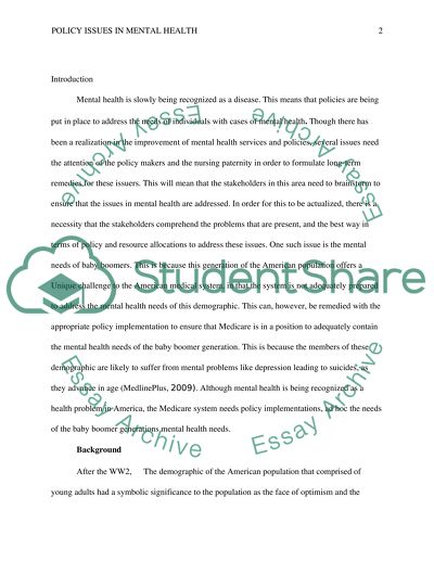 Policy Issues in Mental Health