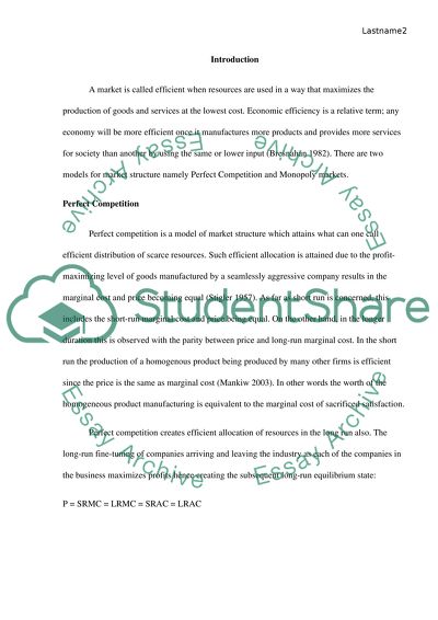 Perfect Competition with Monopoly Markets