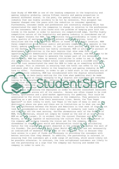 Analysis of MGM Company Case