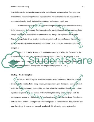 Differences in Staffing of Human Resource