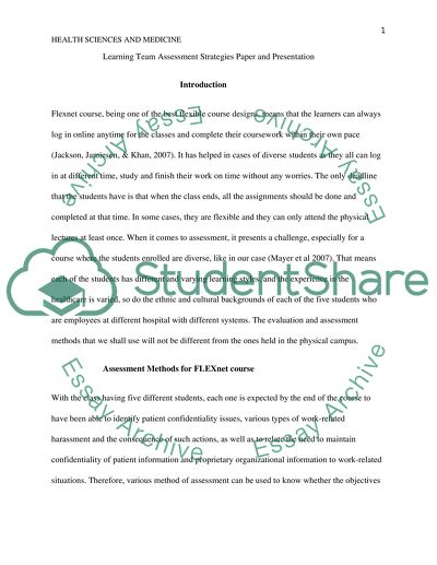 Learning Team Assessment Strategies