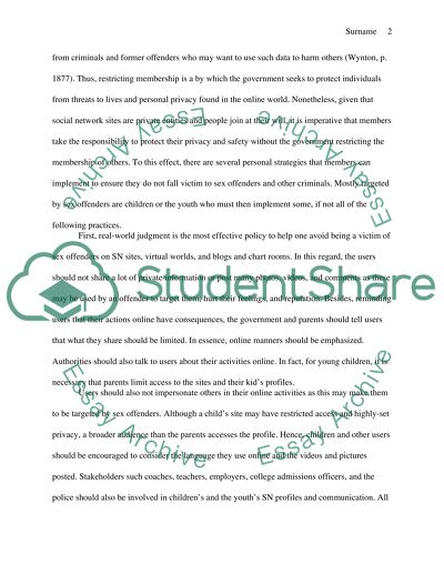 Should the Government Ban Sex Offenders from SN Sites