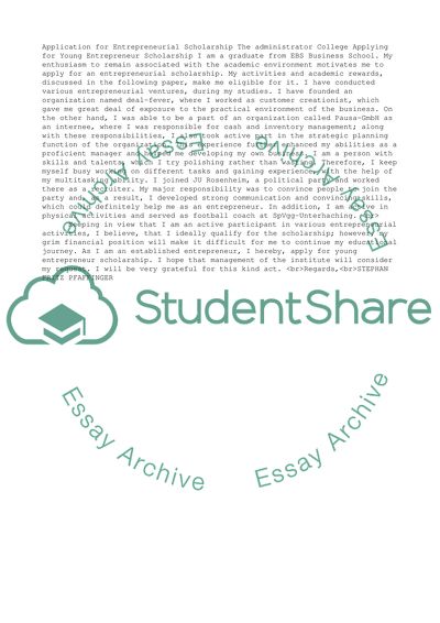 Scholarship for Young Entrepreneur