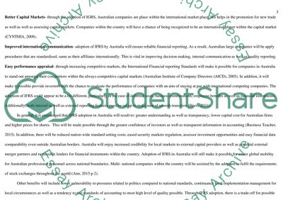 Potential Benefits of Adopting the IFRS in Australia