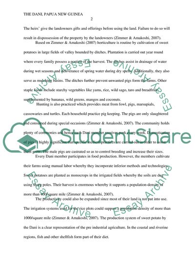 Cultural Worksheet for The Dani