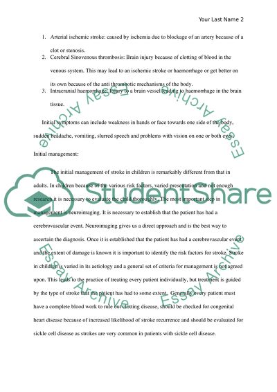 Effects of Stroke on Children Aged 2 to 8 Years