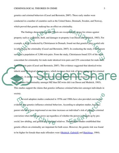 Criminological Theories in Crime