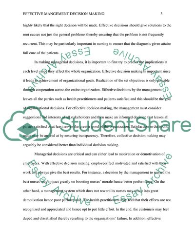 Effective Management Decision Making