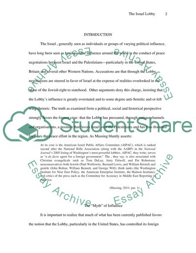 Influence of Israeli Lobby on the Peace Process