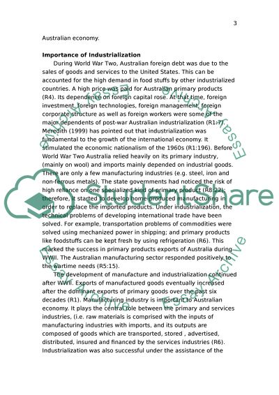 Industrialization in Australia in 1950-1973