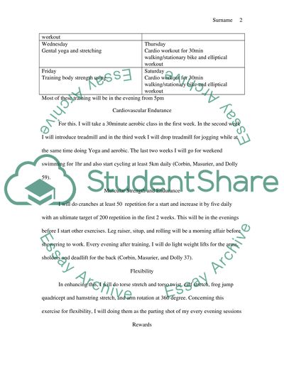 Personal Fitness Program Assignment Example | Topics and Well Written ...