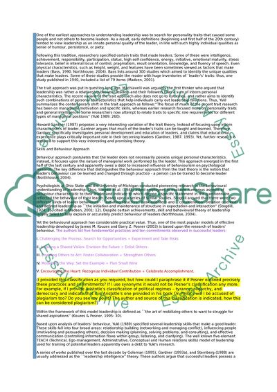 Leadership and Change