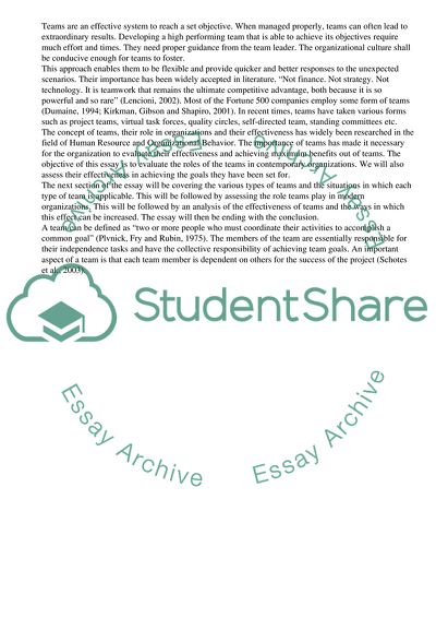 Teams in Contemporary Organizations