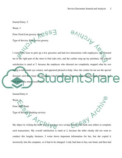 Service Encounter Journal Analysis