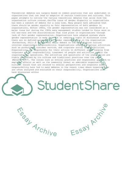 Surrounding Theoretical Debates on Organisation Culture