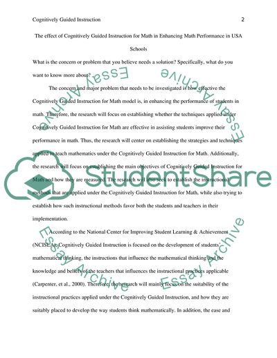 The Effect of Cognitively Guided Instruction for Math in Enhancing Math Performance in USA Schools