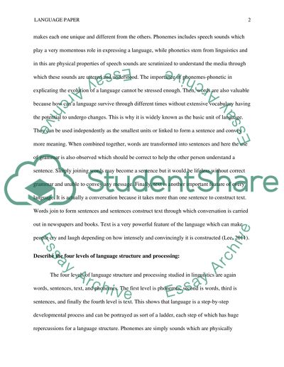 The Role of Language Processing in Cognitive Psychology