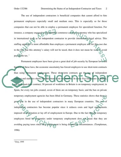 Determining the Status of an Independent Contractor and Taxes