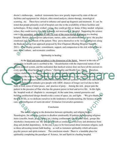 SPRITUALITY AND HEALTH CARE