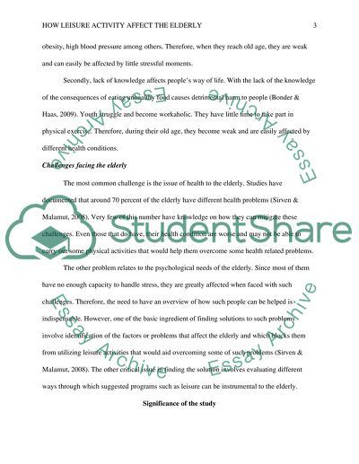 How does leisure activity effect the elderly