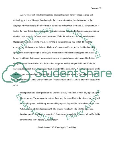 Possibility of Life Elsewhere in the Universe