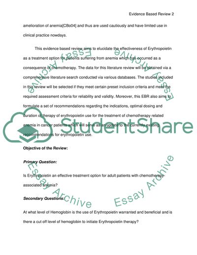 Is Erythropoietin an Effective Treatment Option for Patients with Chemotherapy-Associated Anemia